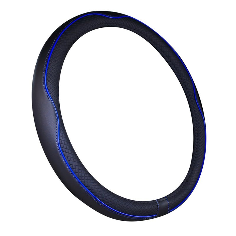 Mayco Bell Large Size Steering Wheel Cover Anti-Slip,Safety,Soft,Breathable,Durable,Full Surround,Comfortable Grip Microfiber Leather (15.5-16 inch, Black Dark Blue) - Image 2